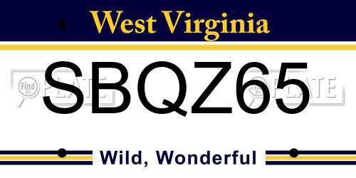 SBQZ65 West Virginia License Plate
