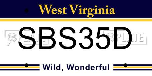 SBS35D West Virginia License Plate