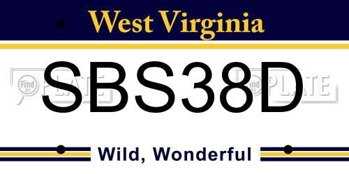 SBS38D West Virginia License Plate