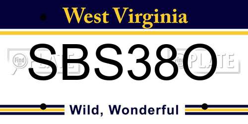 SBS38O West Virginia License Plate
