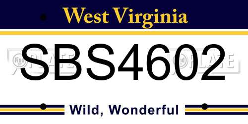 SBS4602 West Virginia License Plate