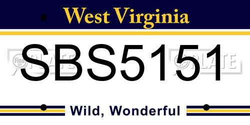 SBS5151 West Virginia License Plate
