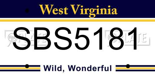 SBS5181 West Virginia License Plate