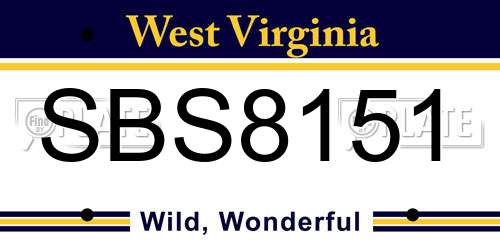 SBS8151 West Virginia License Plate