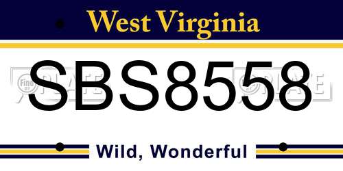 SBS8558 West Virginia License Plate