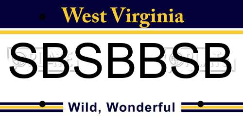 SBSBBSB West Virginia License Plate