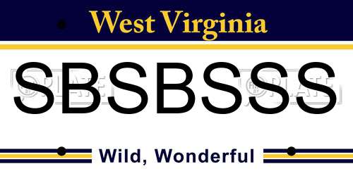 SBSBSSS West Virginia License Plate