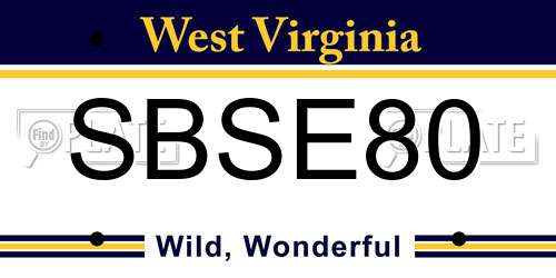 SBSE80 West Virginia License Plate