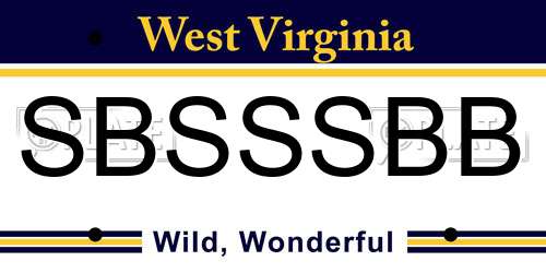 SBSSSBB West Virginia License Plate