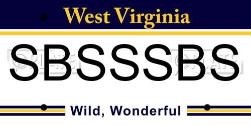 SBSSSBS West Virginia License Plate