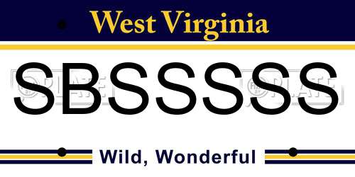 SBSSSSS West Virginia License Plate