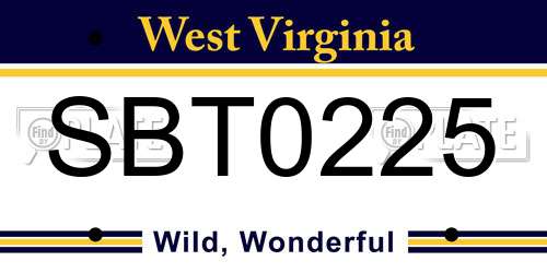 SBT0225 West Virginia License Plate