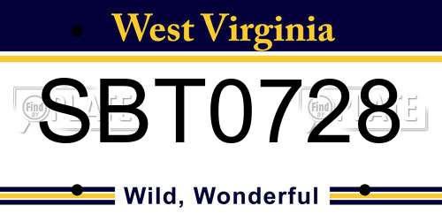 SBT0728 West Virginia License Plate