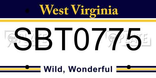 SBT0775 West Virginia License Plate