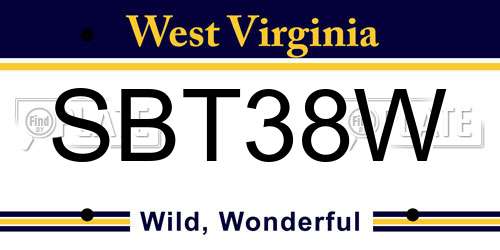 SBT38W West Virginia License Plate