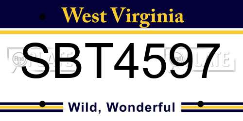 SBT4597 West Virginia License Plate