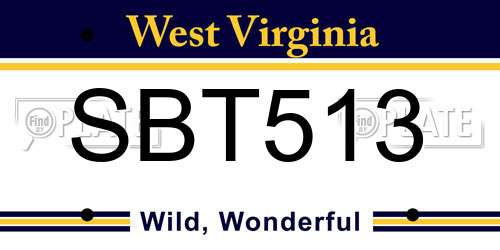 SBT513 West Virginia License Plate