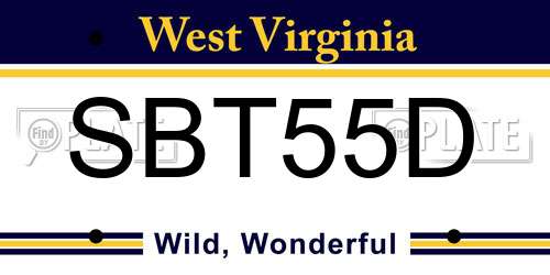 SBT55D West Virginia License Plate