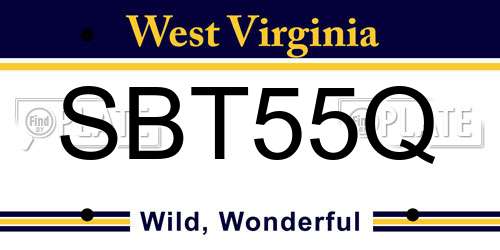 SBT55Q West Virginia License Plate