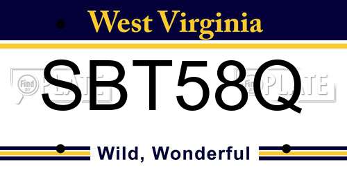 SBT58Q West Virginia License Plate