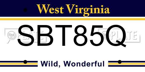 SBT85Q West Virginia License Plate