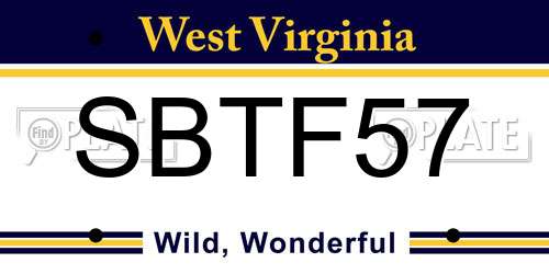 SBTF57 West Virginia License Plate