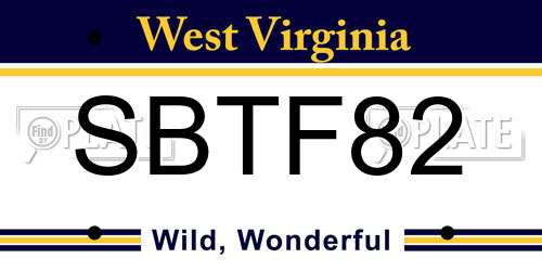 SBTF82 West Virginia License Plate