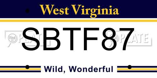 SBTF87 West Virginia License Plate