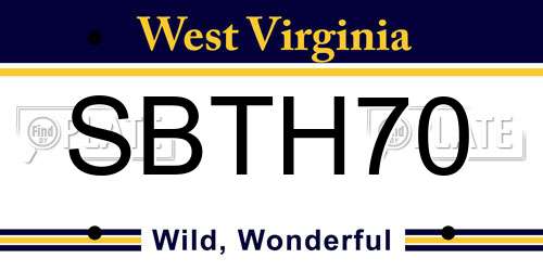 SBTH70 West Virginia License Plate