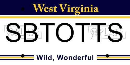 SBTOTTS West Virginia License Plate