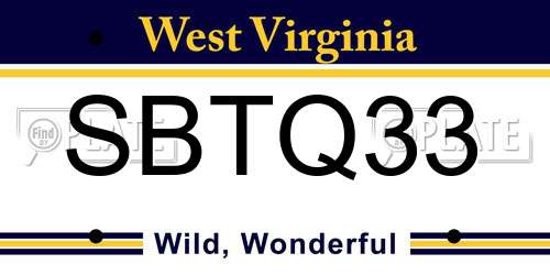 SBTQ33 West Virginia License Plate