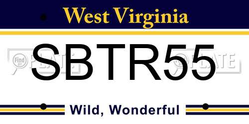 SBTR55 West Virginia License Plate