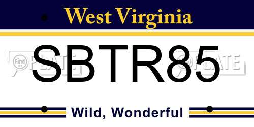 SBTR85 West Virginia License Plate