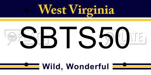 SBTS50 West Virginia License Plate