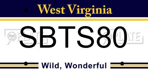 SBTS80 West Virginia License Plate
