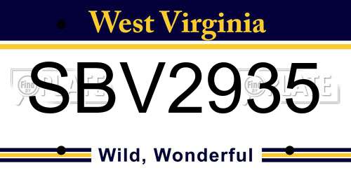 SBV2935 West Virginia License Plate