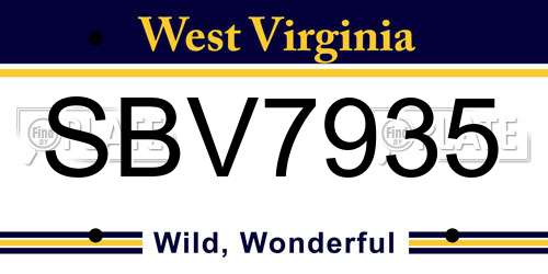 SBV7935 West Virginia License Plate