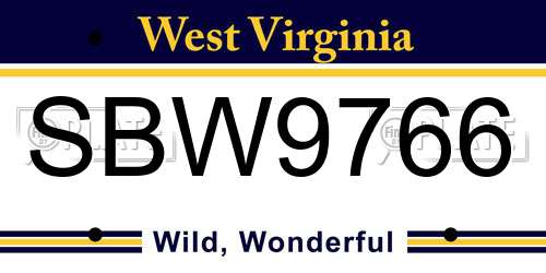 SBW9766 West Virginia License Plate