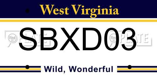 SBXD03 West Virginia License Plate