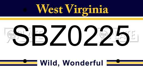 SBZ0225 West Virginia License Plate
