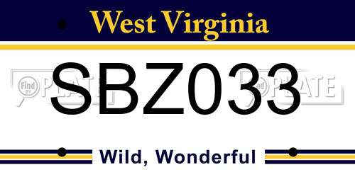 SBZ033 West Virginia License Plate