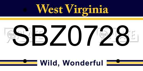 SBZ0728 West Virginia License Plate