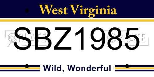 SBZ1985 West Virginia License Plate