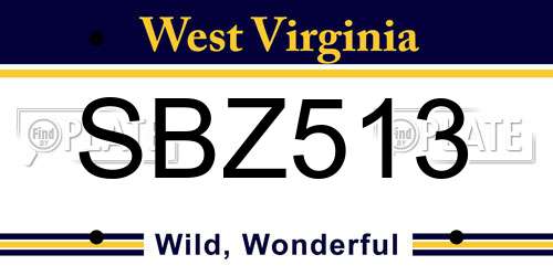 SBZ513 West Virginia License Plate