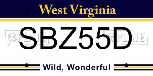 SBZ55D West Virginia License Plate
