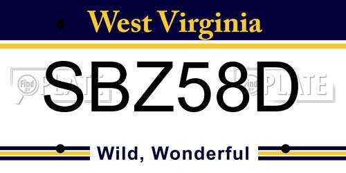 SBZ58D West Virginia License Plate