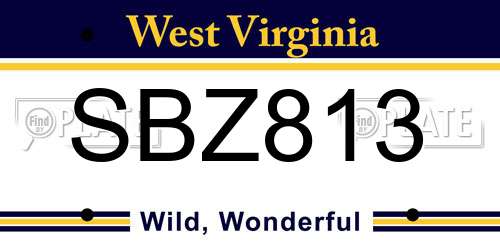 SBZ813 West Virginia License Plate