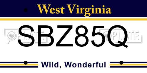 SBZ85Q West Virginia License Plate