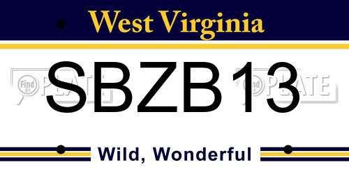 SBZB13 West Virginia License Plate