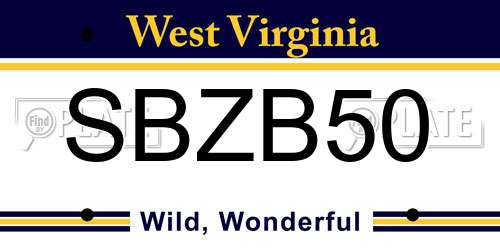 SBZB50 West Virginia License Plate
